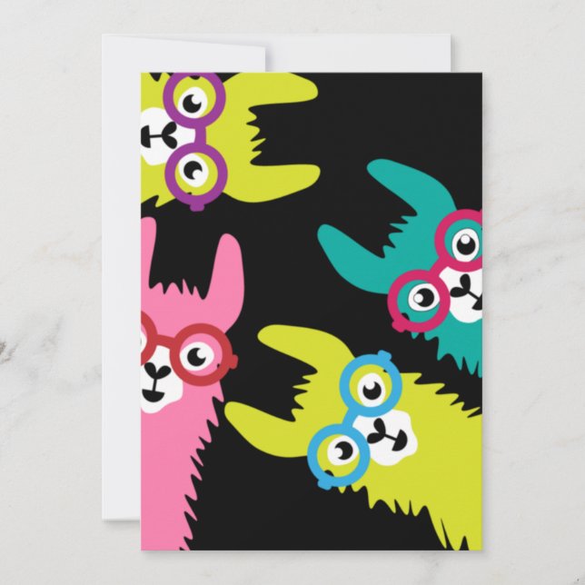 Drama Llama Colorful Camelid  Invitation (Front)
