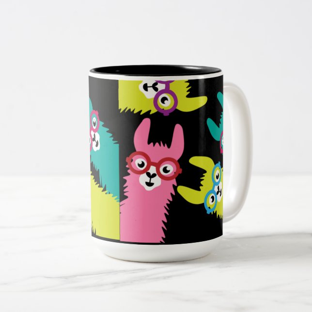 Drama Llama Colorful Camelid  Large Coffee Mug (Front Right)