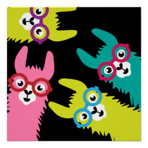Drama Llama Colourful Camelid Poster