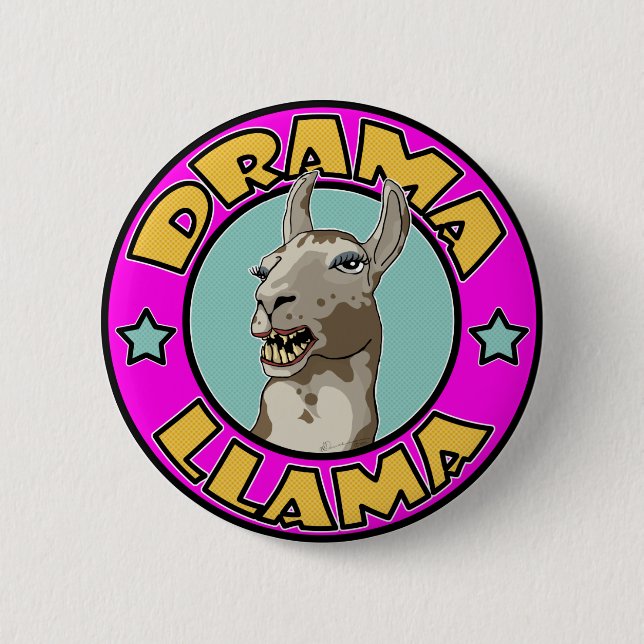 Drama Llama, Pinback Button (Front)
