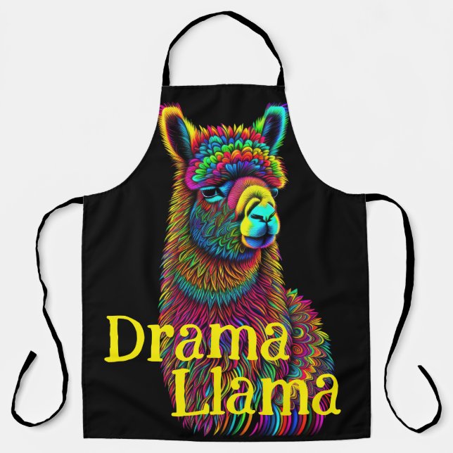 Drama Llama Psychedelic Color Apron (Front)
