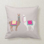 Drama Llama Throw Pillow<br><div class="desc">Decked out llama friends</div>