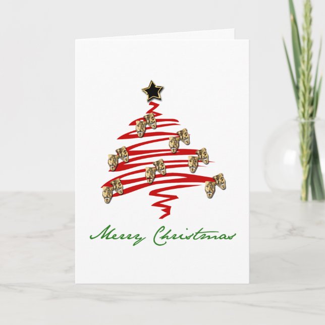 Drama Mask Christmas Tree Holiday Card (Front)