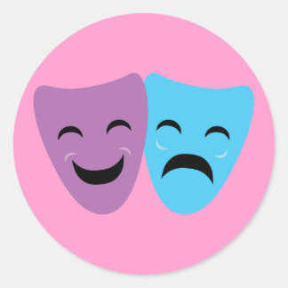 Drama Masks Classic Round Sticker