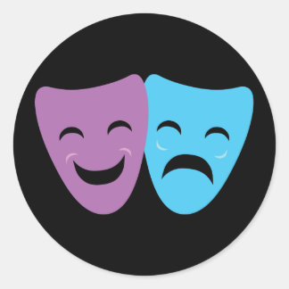 Drama Masks Classic Round Sticker