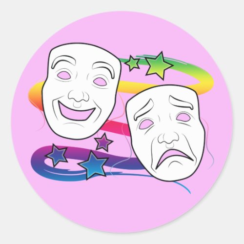 Drama Masks Comedy and Tragedy Classic Round Sticker