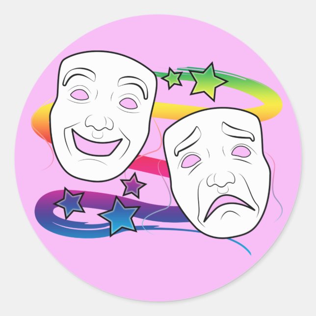Drama Masks Comedy and Tragedy Classic Round Sticker (Front)