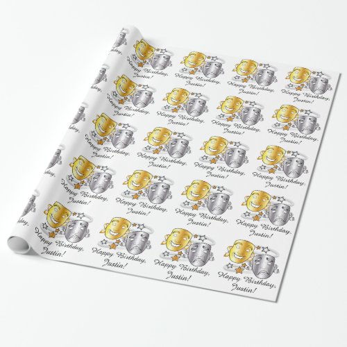 Drama Masks Comedy and Tragedy Wrapping Paper