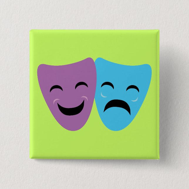 Drama Masks Pinback Button (Front)