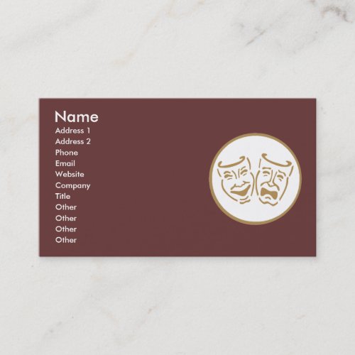 Drama Masks (White &amp; Gold) Business Cards