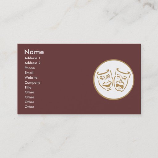 Customizable Drama Masks (White &amp; Gold) Business Cards
