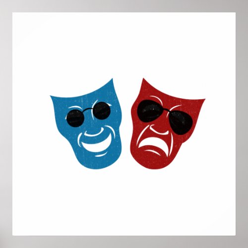 Drama Masks with Sunglasses Poster