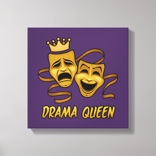 Drama Queen Comedy And Tragedy Gold Theater Mask Canvas Print (Front)