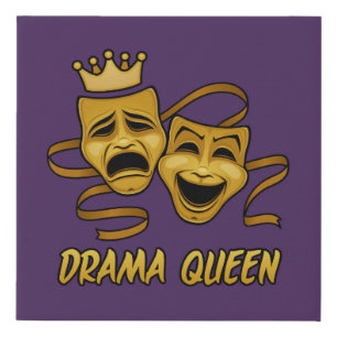 Drama Queen Comedy And Tragedy Gold Theater Mask Faux Canvas Print