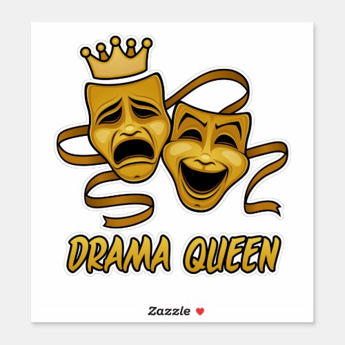 Drama Queen Comedy And Tragedy Gold Theater Mask Sticker
