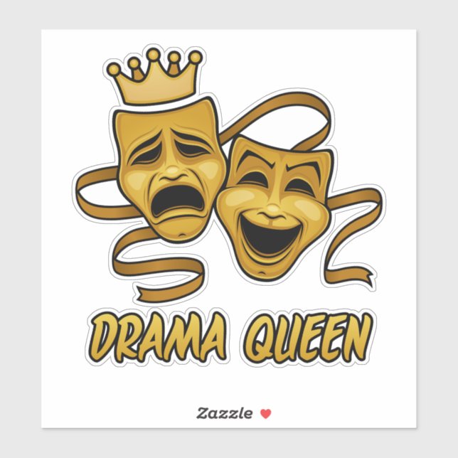 Drama Queen Comedy And Tragedy Gold Theater Mask Sticker (Sheet)