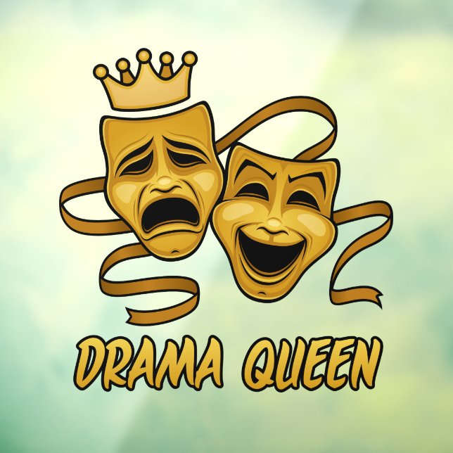 Drama Queen Comedy And Tragedy Gold Theater Masks Window Cling (Sheet 3)