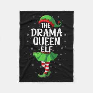 Drama Queen Elf Christmas Girls Women Elf Squad Xm Fleece Blanket