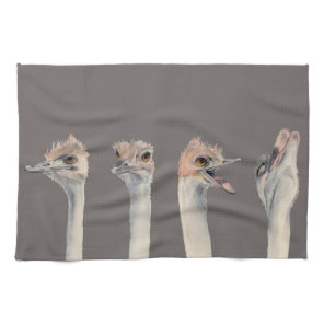 "Drama Queen" Funny Ostriches Painting Kitchen Towel