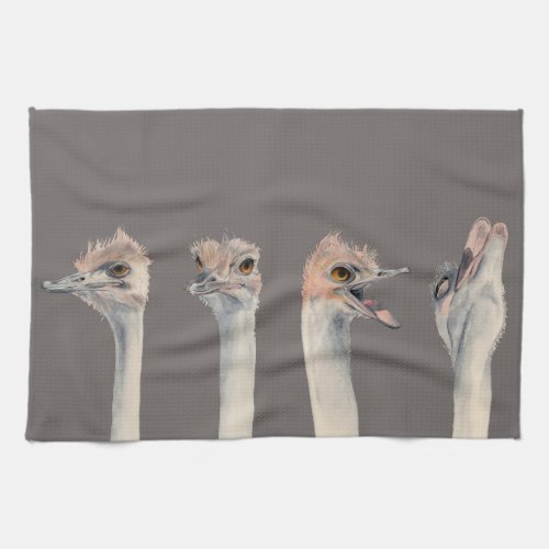 Drama Queen Funny Ostriches Painting Kitchen Towel