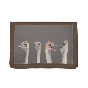 "Drama Queen" Funny Ostriches Painting Tri-fold Wallet