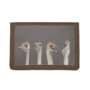 "Drama Queen" Funny Ostriches Painting Trifold Wallet