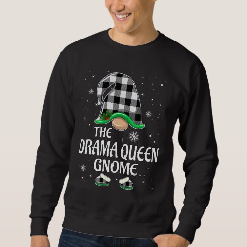 Drama Queen Gnome Buffalo Plaid Christmas Matching Sweatshirt
