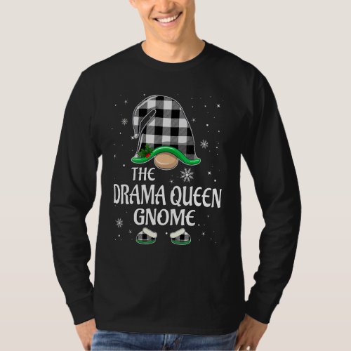 Drama Queen Gnome Buffalo Plaid Christmas Matching T_Shirt