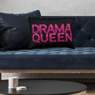 Drama Queen Hot Pink Glitter Accent Pillow