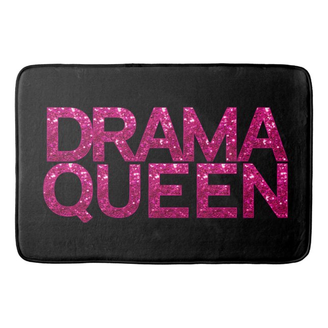 Drama Queen Hot Pink Glitter  Bath Mat (Front)