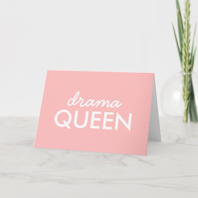 Drama Queen | Modern Trendy Cute Pink Stylish Diva Card (Front)