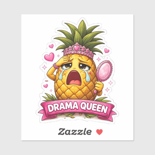 Drama Queen Pineapple Custom-Cut Vinyl Sticker (Sheet)