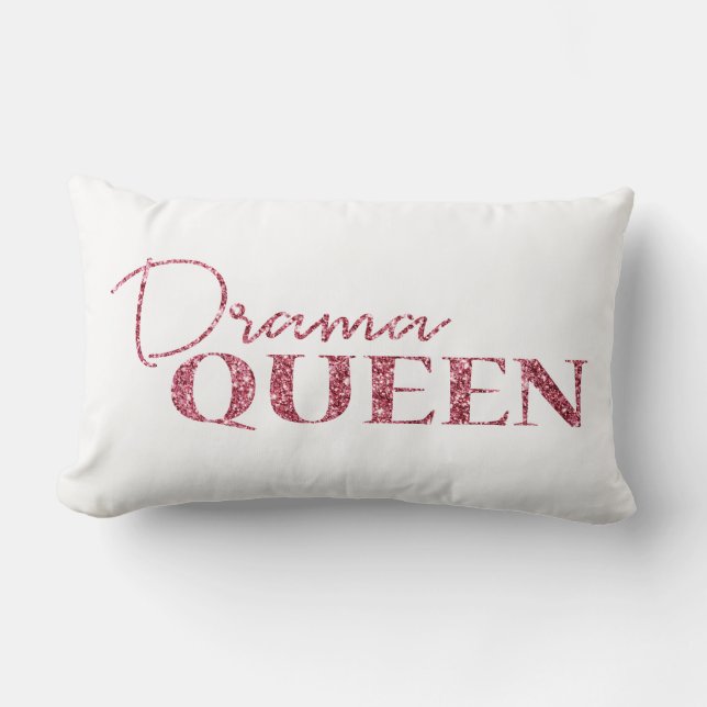 Drama Queen Rose Gold Glitter Lumbar Pillow (Front)