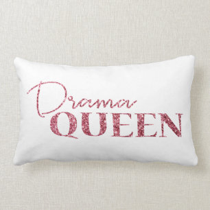 Drama Queen Rose Gold Glitter Lumbar Pillow