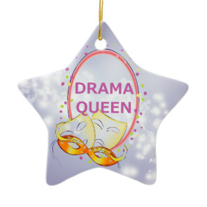 Drama Queen Stars Theater Masks Ceramic Ornament