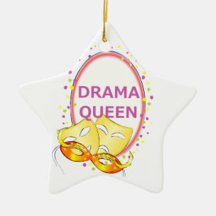 Drama Queen Theater Masks Comedy Tragedy Ceramic Ornament