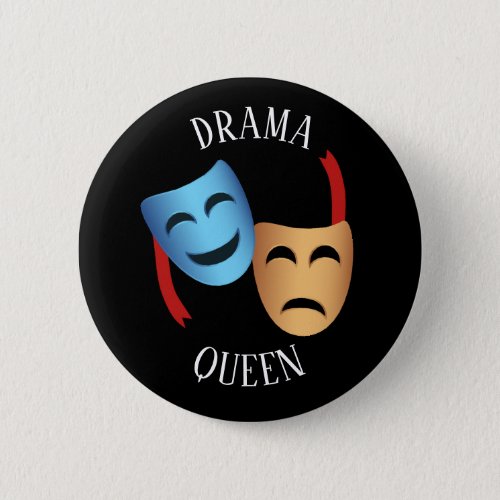 Drama Queen Theater Masks Emoji Theater Lovers Button