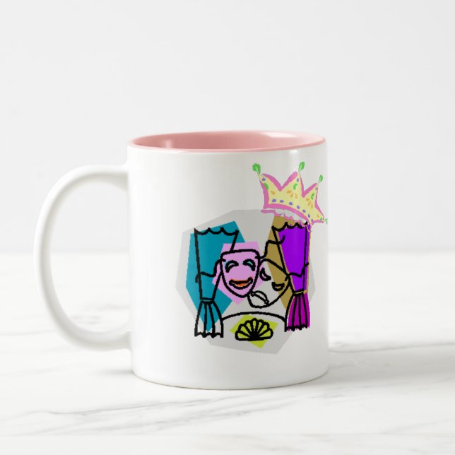 Drama Queen with Drama Queen in script letters Two-Tone Coffee Mug (Left)