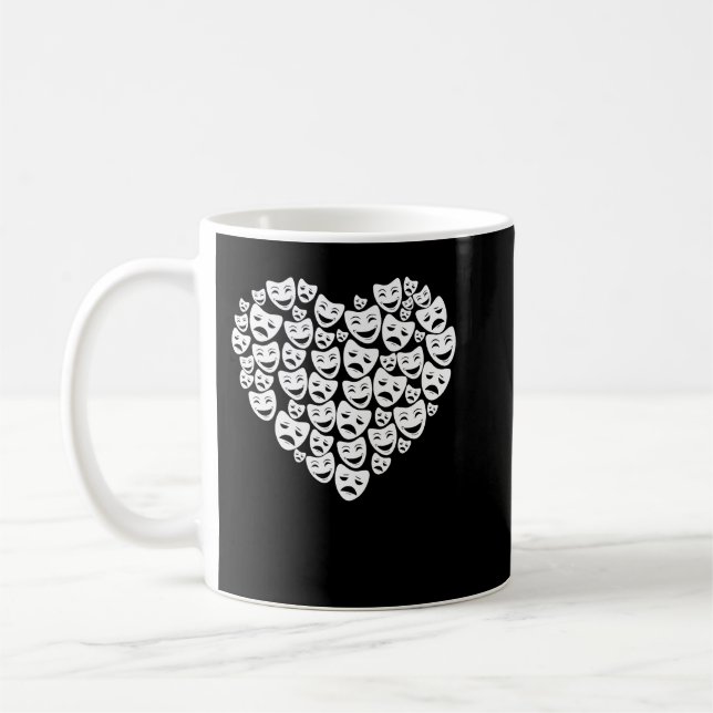 Drama Theater Mask Lover Heart Gift Actor Actress  Coffee Mug (Left)