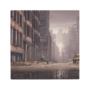 Dramatic Abandoned Town Apocalyptical Metal Print