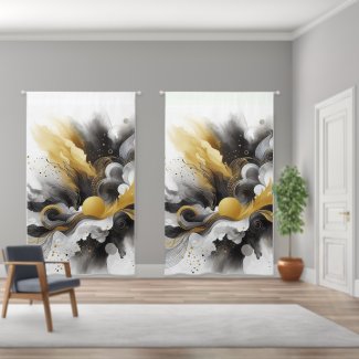 Dramatic  Abstract Gold Black White 