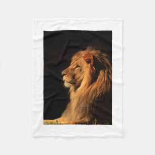 Dramatic African Lion Portrait Fleece Blanket