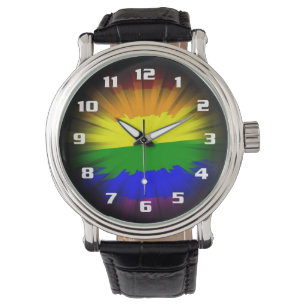 Dramatic and Beautiful Sunburst Rainbow Flag Watch