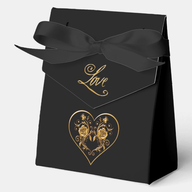 Dramatic and Elegant Gold Rose  Favor Boxes (Front)