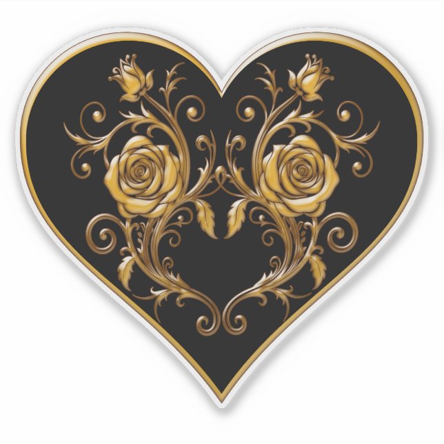 Dramatic and Elegant Gold Rose Sticker (Front)