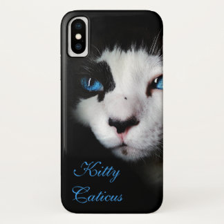Dramatic and Mysterious Blue Eyed Tuxedo Cat iPhone X Case