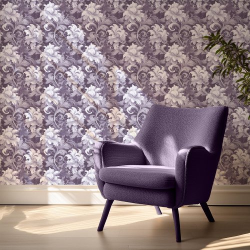 Dramatic Baroque Floral Amethyst Purple V2 ID1050 Wallpaper