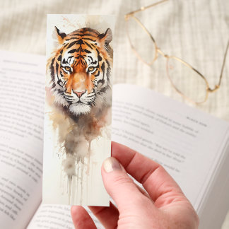 Dramatic Big Cat Wildlife Art Watercolor Tiger Bookmarks