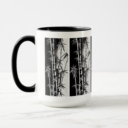 Dramatic Black and White Modern Bamboo Mug