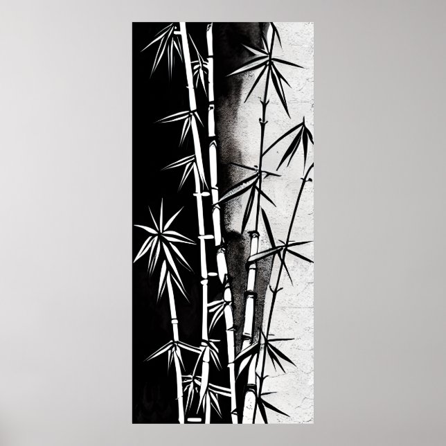 Dramatic Black and White Modern Bamboo Poster (Front)